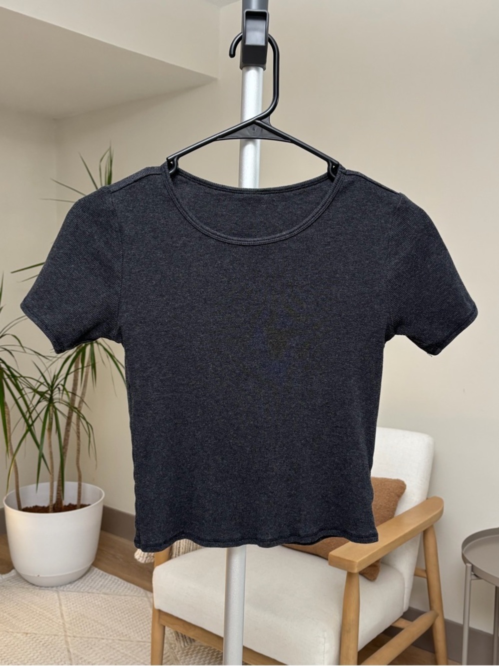 Women’s | Gymshark Rib T-Shirt | Midnight Black Marl | Medium